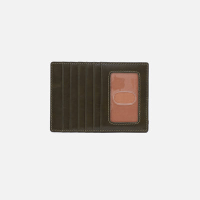 Euro Slide Card Case In Polished Leather - Deep Moss