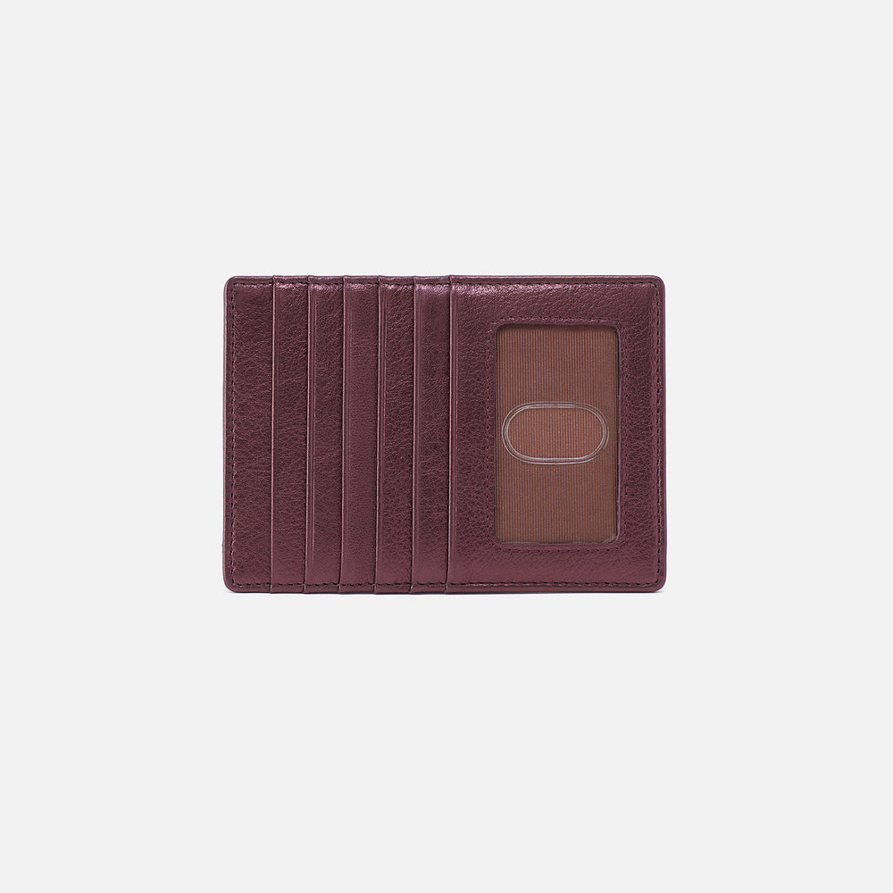 Euro Slide Card Case In Metallic Leather - Frosted Plum