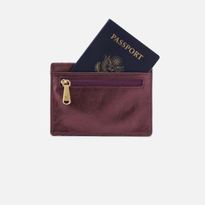 Euro Slide Card Case In Metallic Leather - Frosted Plum