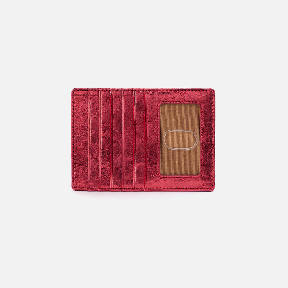 Euro Slide Card Case in Metallic Leather - Strawberry Fields