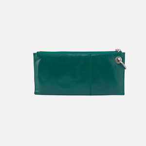 Vida Wristlet In Polished Leather - Alpine Green