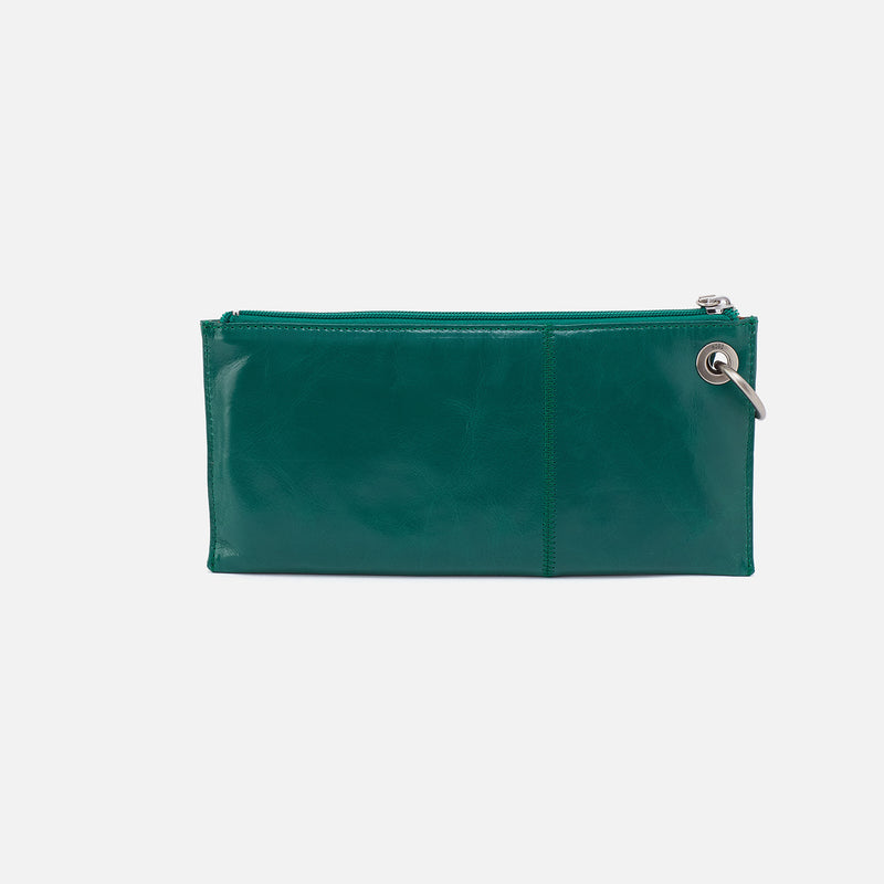 Vida Wristlet In Polished Leather - Alpine Green