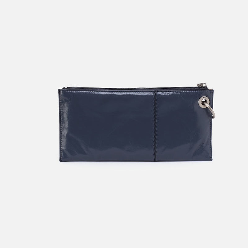 Vida Wristlet In Polished Leather - Blue Stone