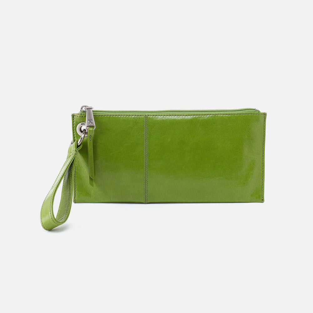 Vida Wristlet in Polished Leather - Garden Green