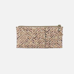 Vida Wristlet In Printed Leather - Neutral Mosaic Print