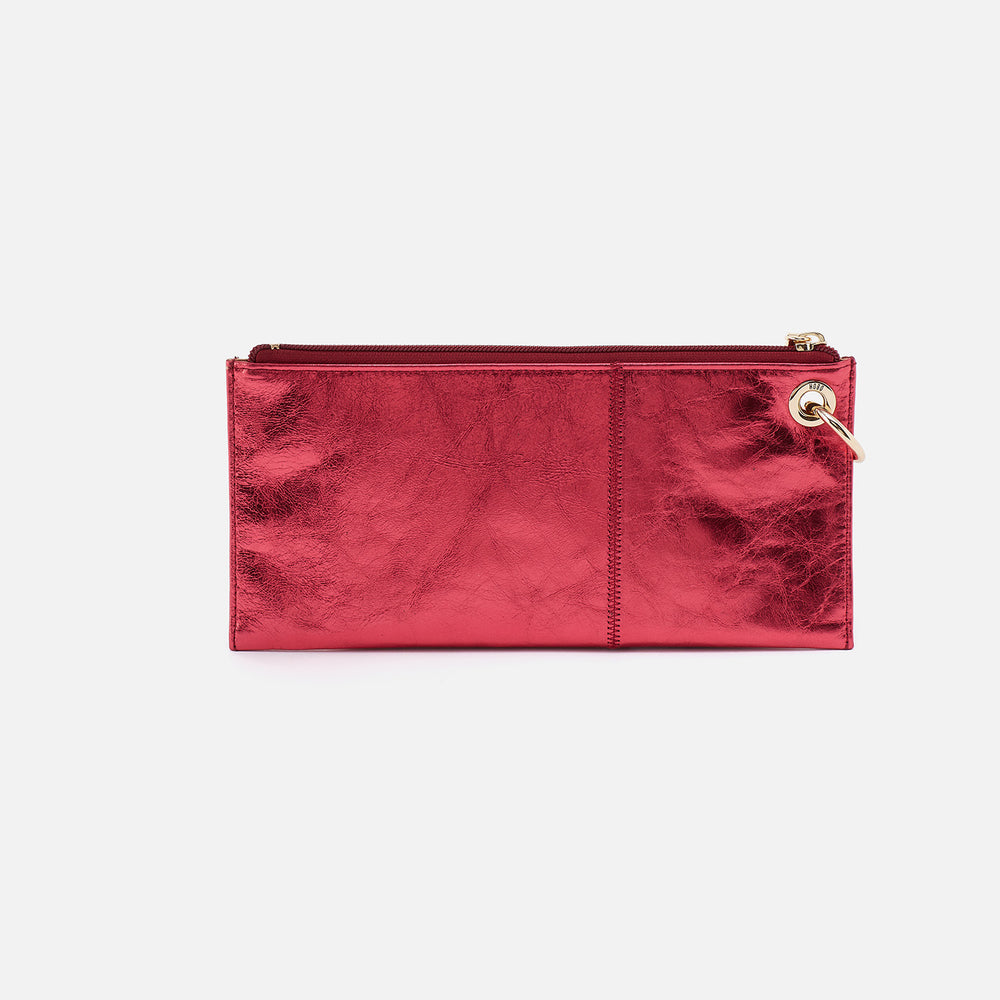 Vida Wristlet in Metallic Leather - Strawberry Fields