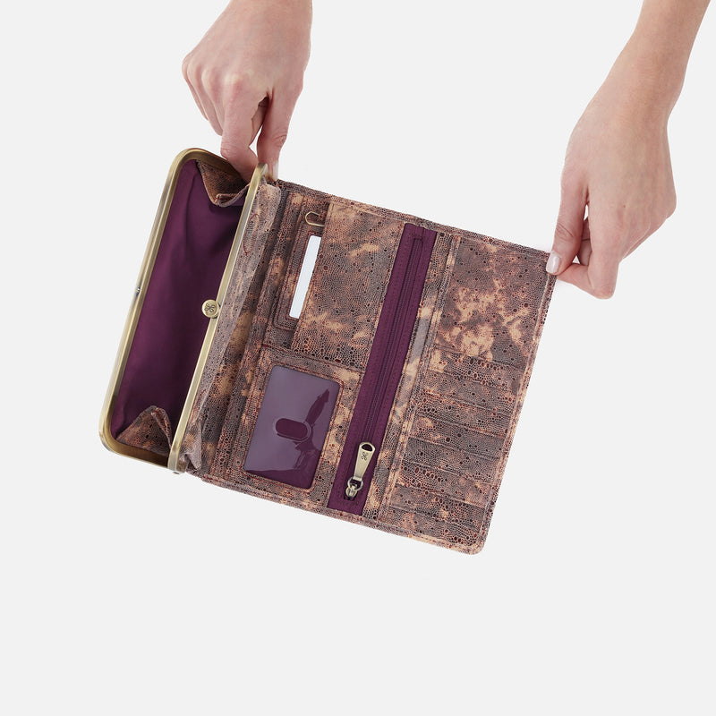 Rachel Continental Wallet in Printed Leather - Autumn Sky