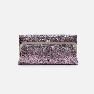 Rachel Continental Wallet In Metallic Leather - Blush Crackle