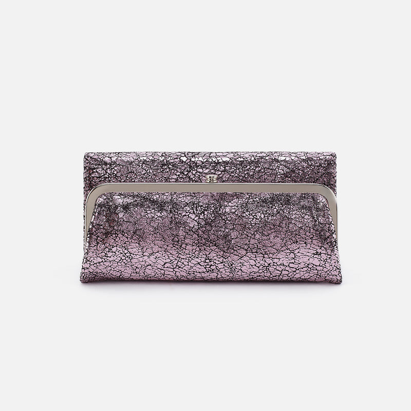 Rachel Continental Wallet In Metallic Leather - Blush Crackle