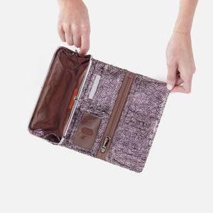 Rachel Continental Wallet In Metallic Leather - Blush Crackle