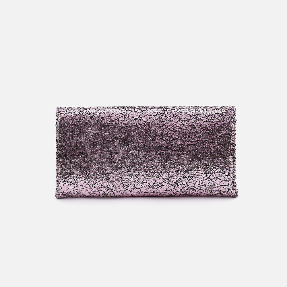 Rachel Continental Wallet In Metallic Leather - Blush Crackle