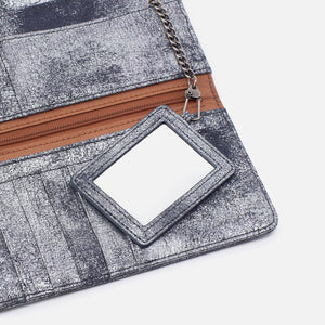 Rachel Continental Wallet In Metallic Leather - Blue Pewter