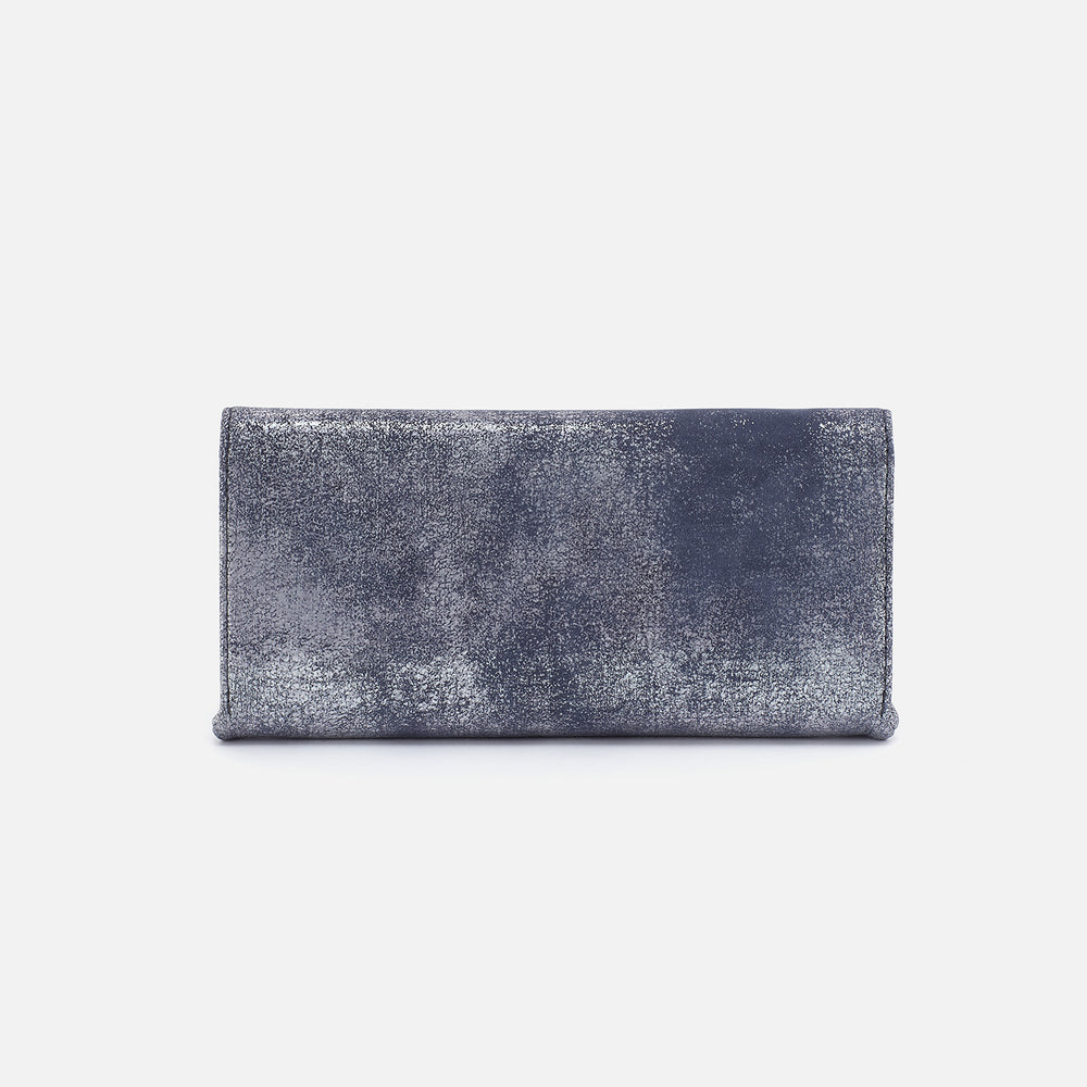 Rachel Continental Wallet In Metallic Leather - Blue Pewter