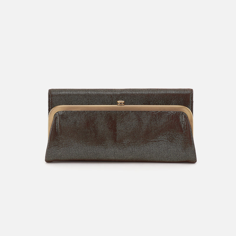 Rachel Continental Wallet In Metallic Leather - Coffee Galaxy