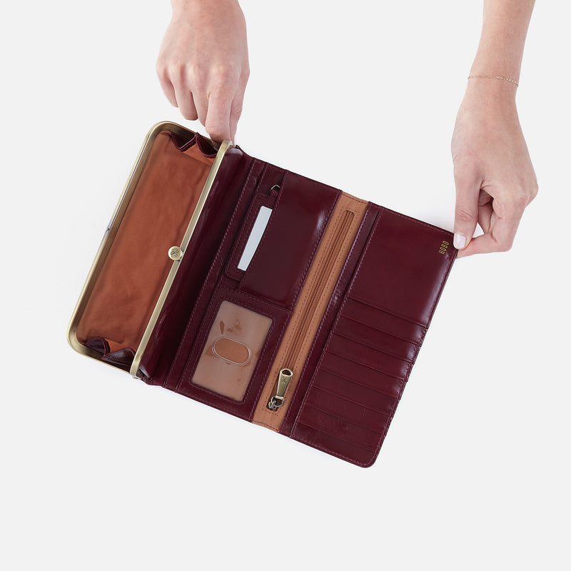 Rachel Continental Wallet In Polished Leather - Winterberry