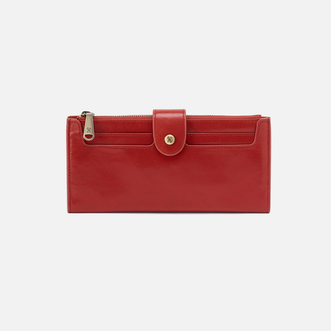 Dunn Continental Wallet In Polished Leather Black HOBO