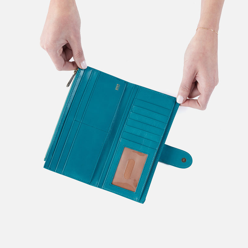 Dunn Continental Wallet In Polished Leather - Biscayne Blue