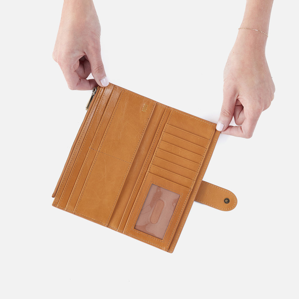 Dunn Continental Wallet In Polished Leather - Natural