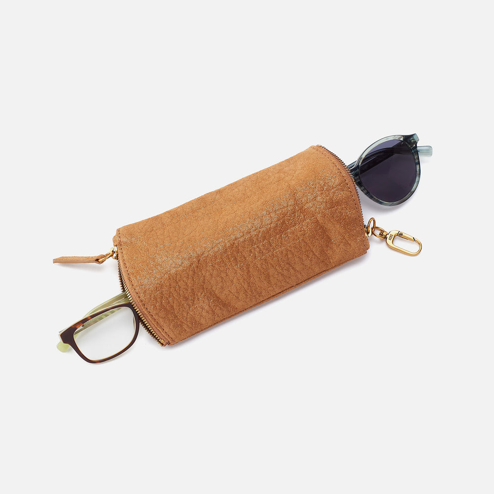 Spark Double Eyeglass Case In Metallic Leather - Gold Rush