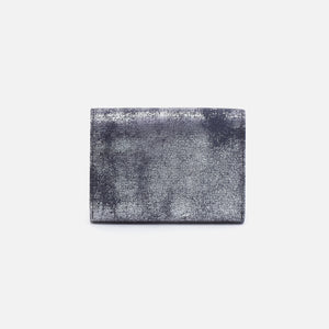 Robin Compact Wallet In Metallic Leather - Blue Pewter