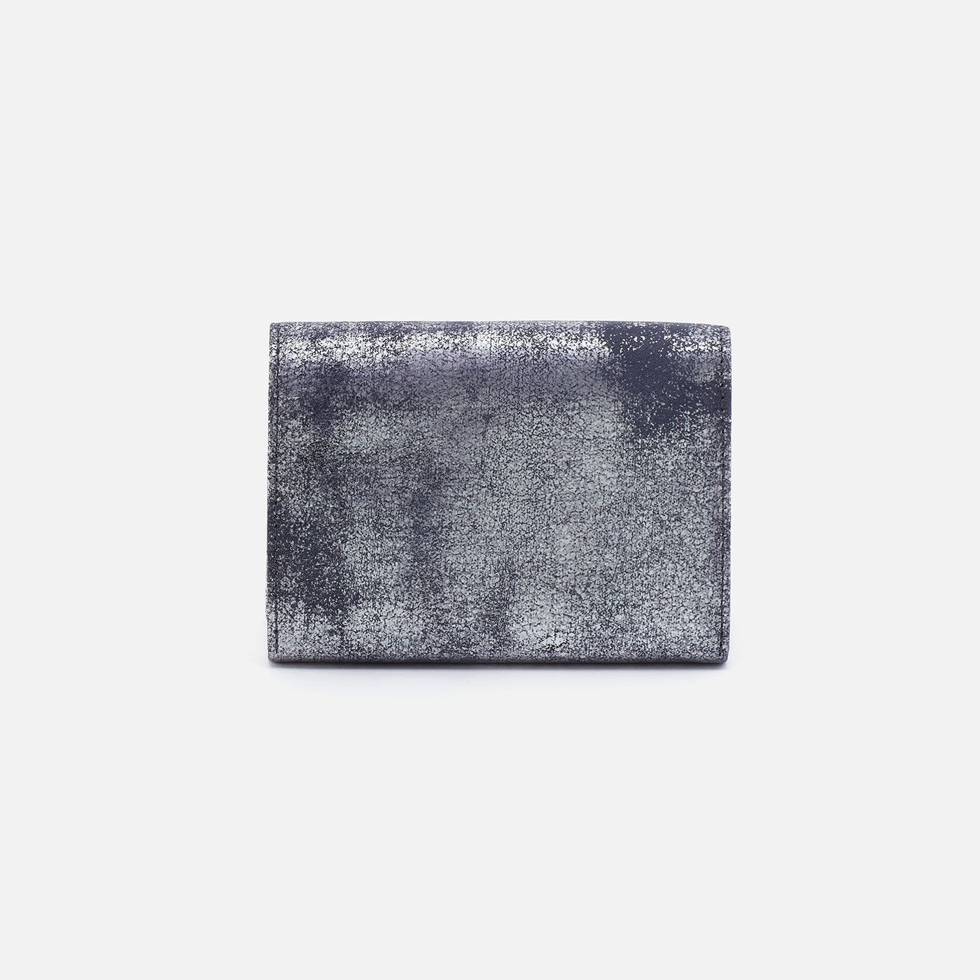 Robin Compact Wallet In Metallic Leather - Blue Pewter