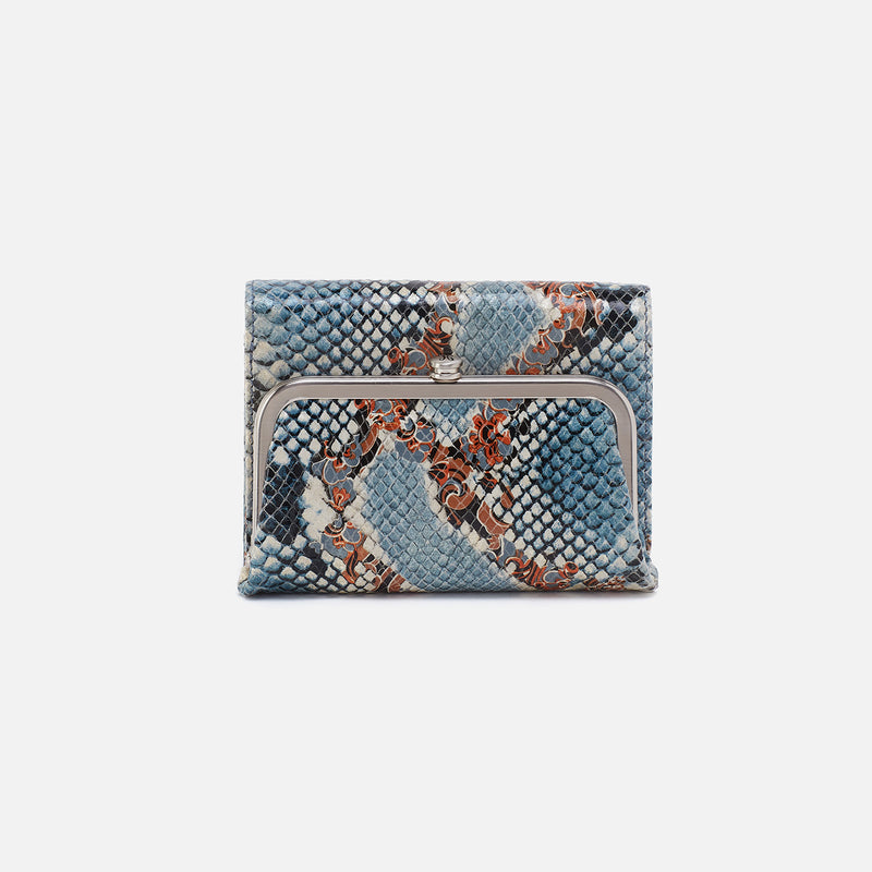 Robin Compact Wallet In Printed Leather - Blue Tempest