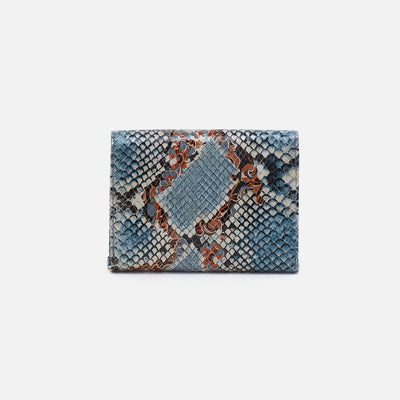 Robin Compact Wallet In Printed Leather - Blue Tempest