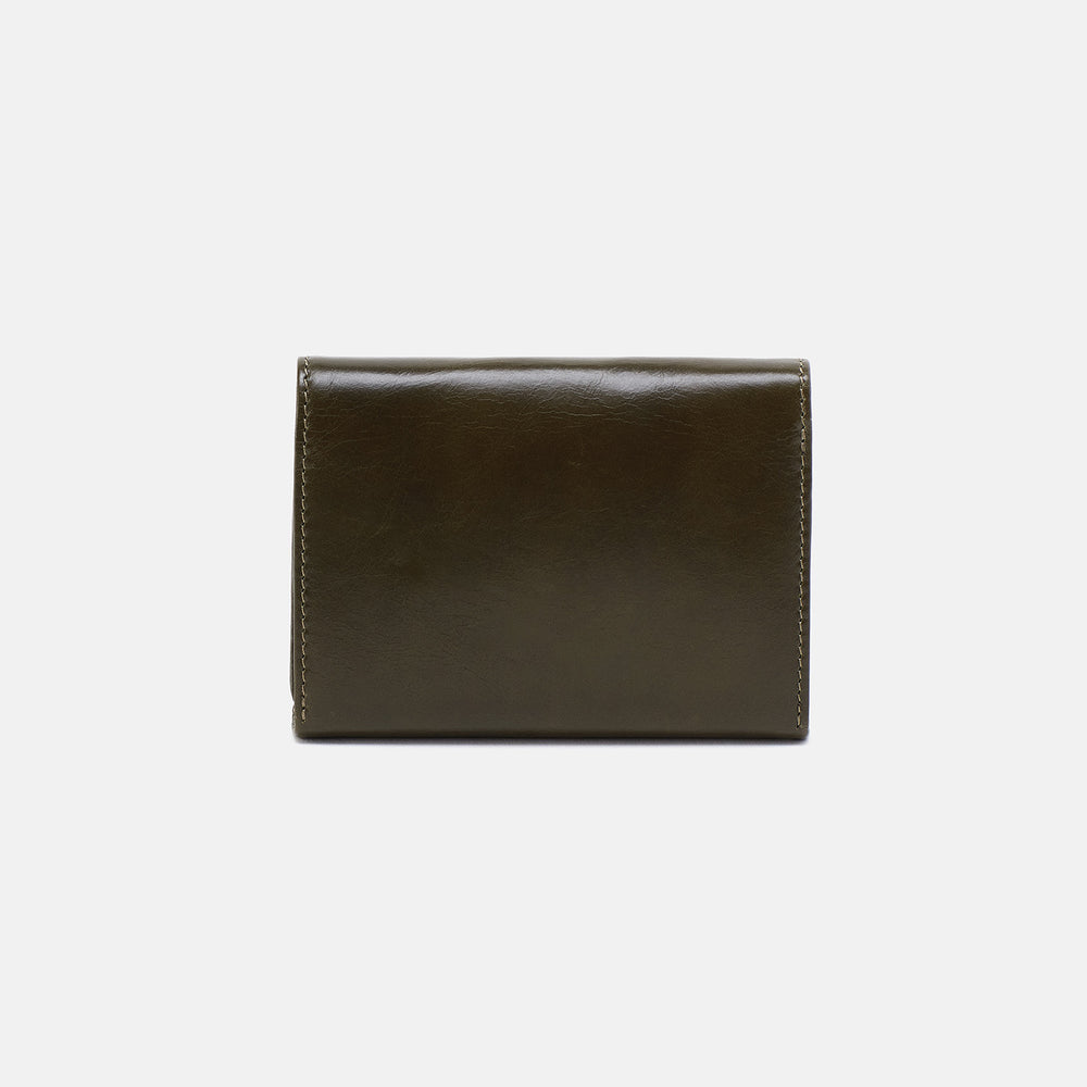 Robin Compact Wallet In Polished Leather - Deep Moss