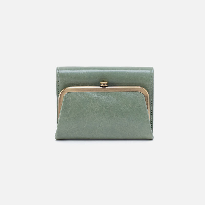 Robin Compact Wallet In Polished Leather - Jade