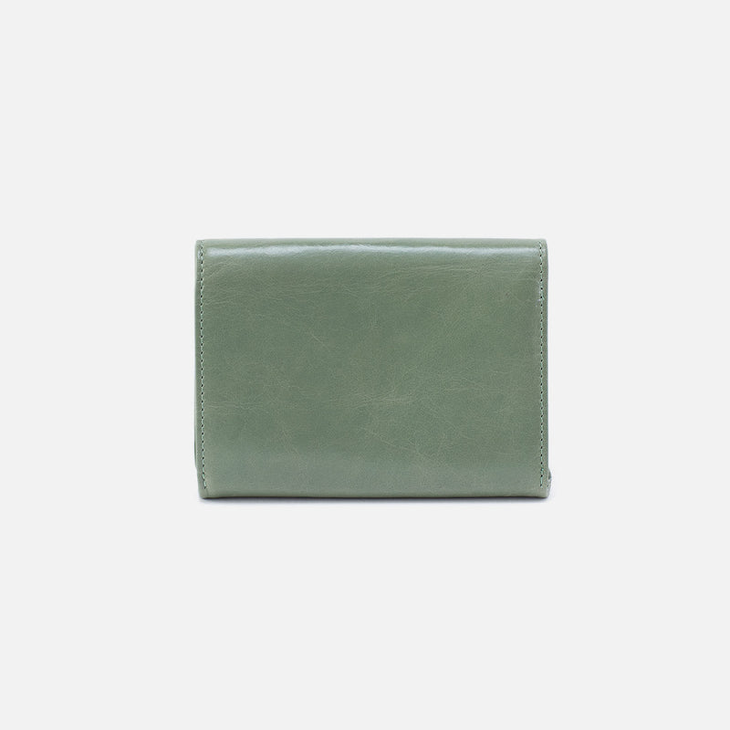 Robin Compact Wallet In Polished Leather - Jade