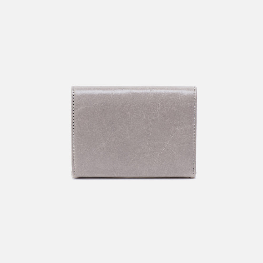 Robin Compact Wallet In Polished Leather - Light Grey