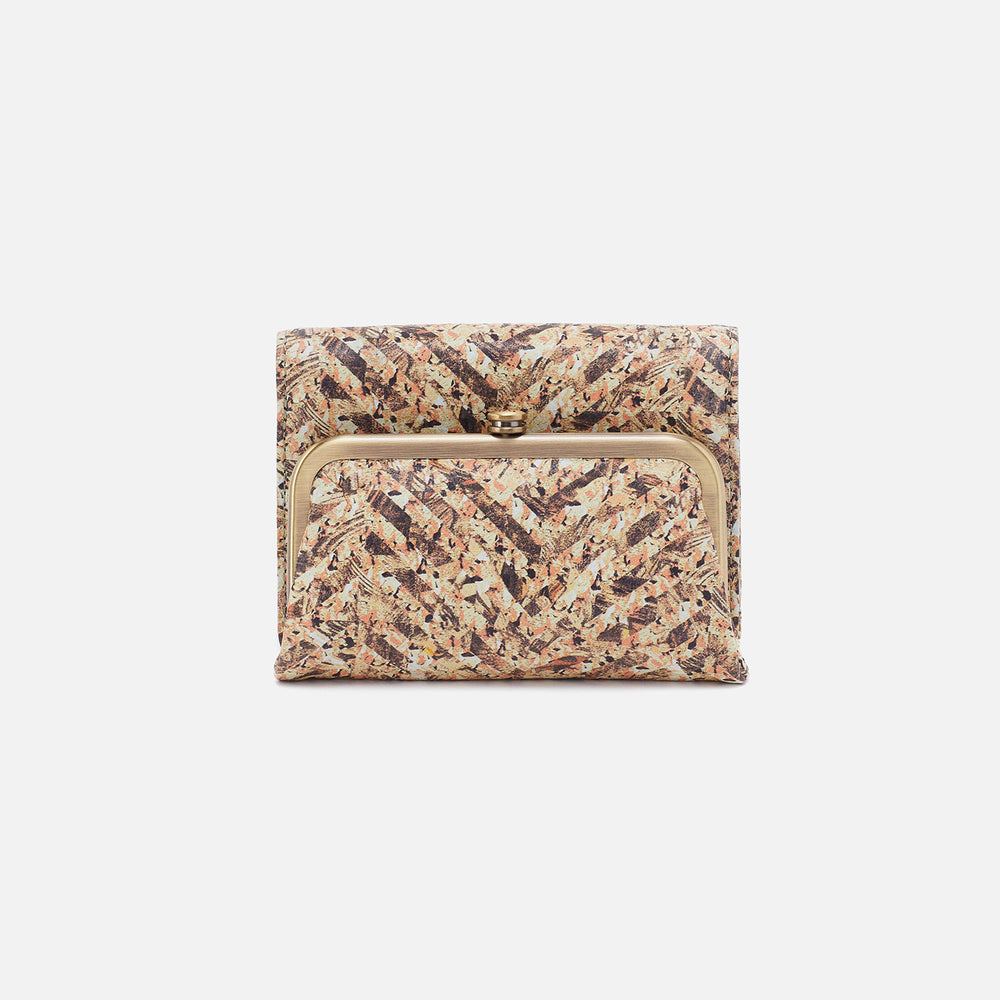 Robin Compact Wallet In Printed Leather - Neutral Mosaic Print