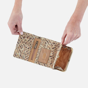 Robin Compact Wallet In Printed Leather - Neutral Mosaic Print