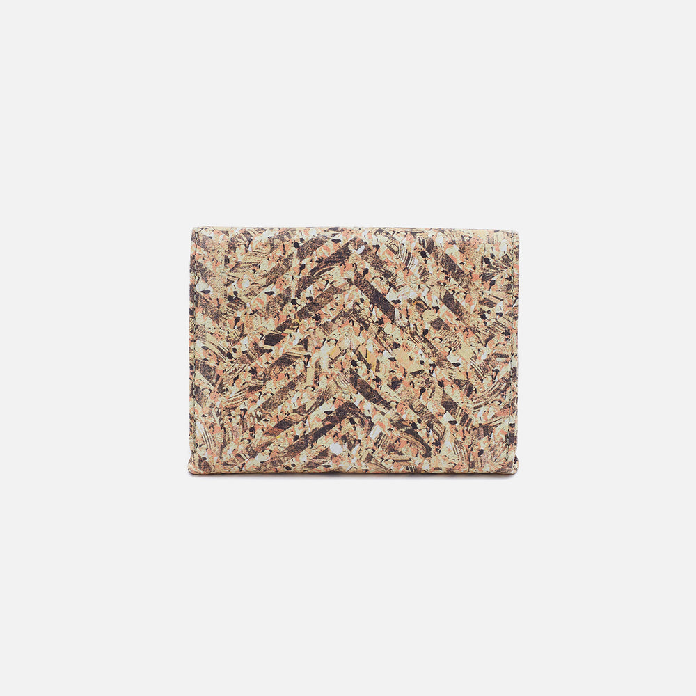 Robin Compact Wallet In Printed Leather - Neutral Mosaic Print