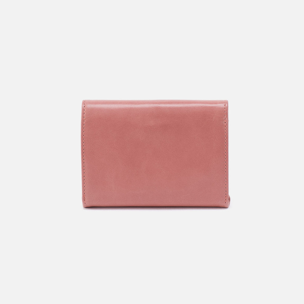 Robin Compact Wallet In Polished Leather - Rose