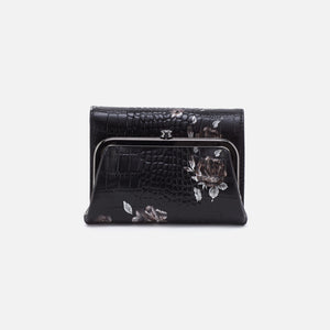 Robin Compact Wallet In Printed Leather - Rose Croco Print