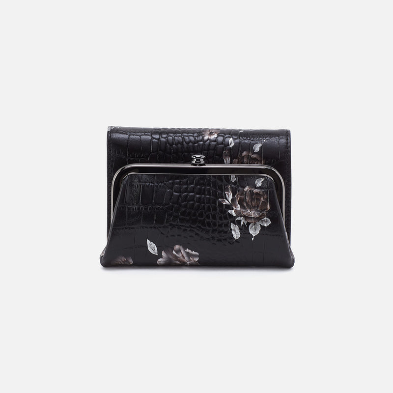 Robin Compact Wallet In Printed Leather - Rose Croco Print