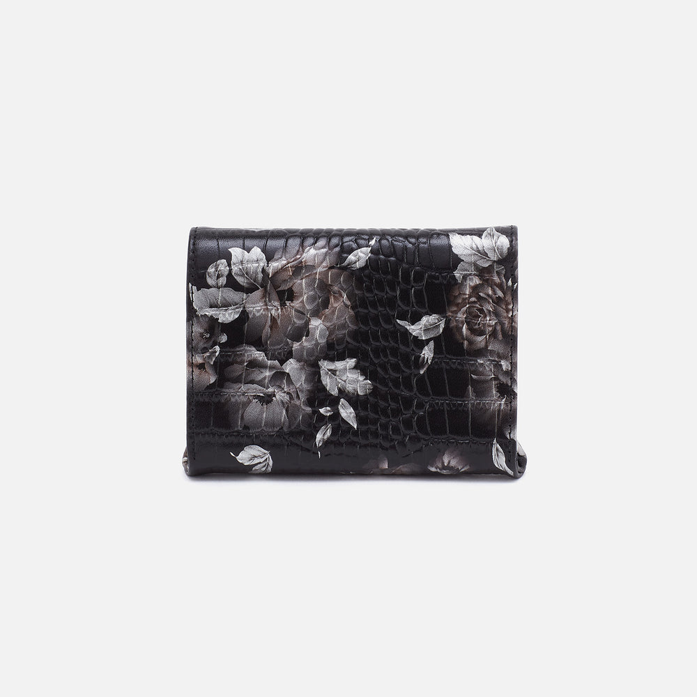 Robin Compact Wallet In Printed Leather - Rose Croco Print