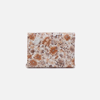 Robin Compact Wallet In Printed Leather - Sepia Bloom