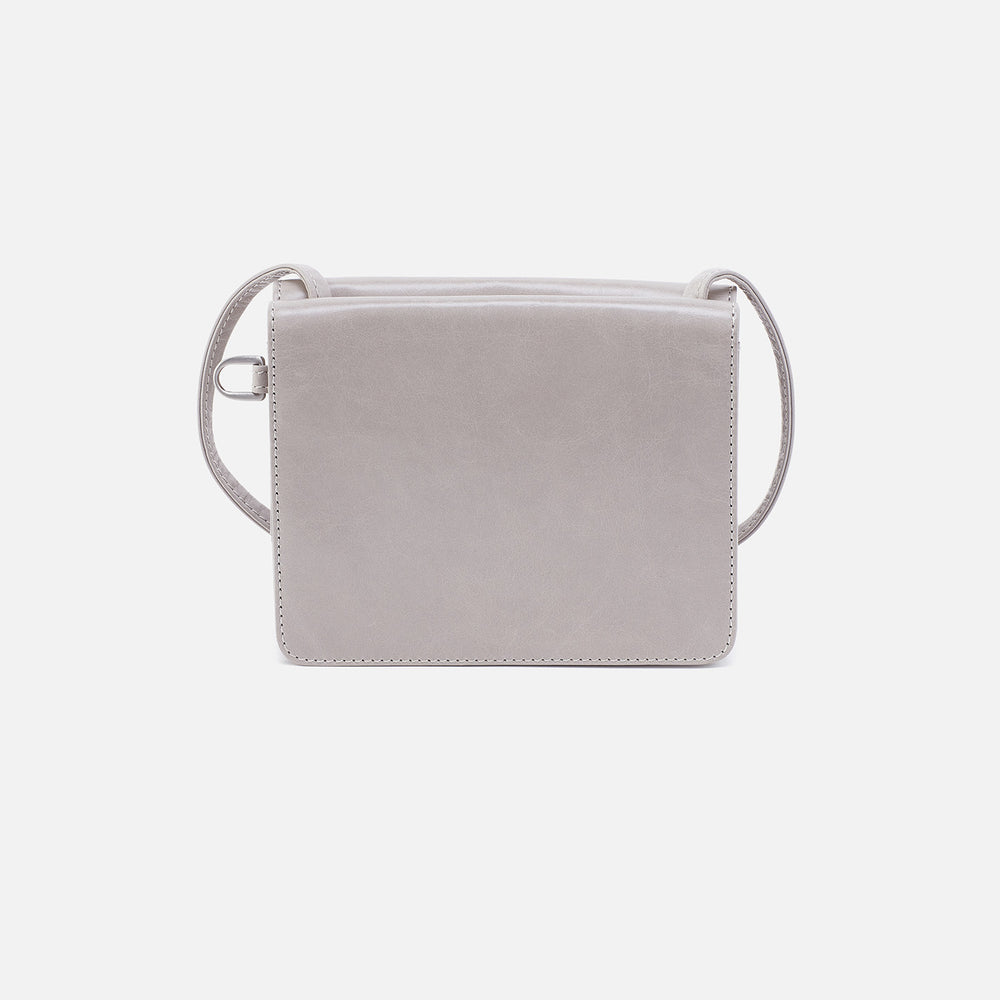 Jill Wallet Crossbody in Polished Leather - Light Grey