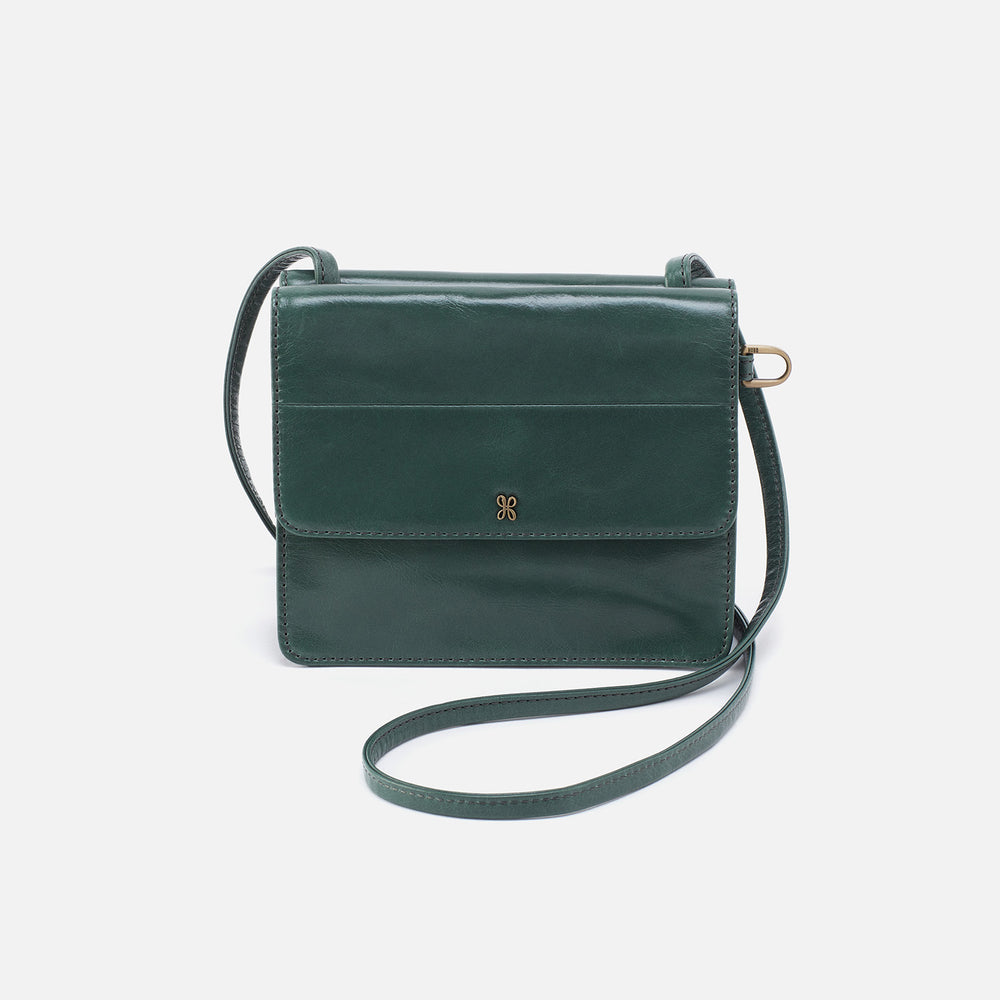 Jill Wallet Crossbody in Polished Leather - Sage Leaf