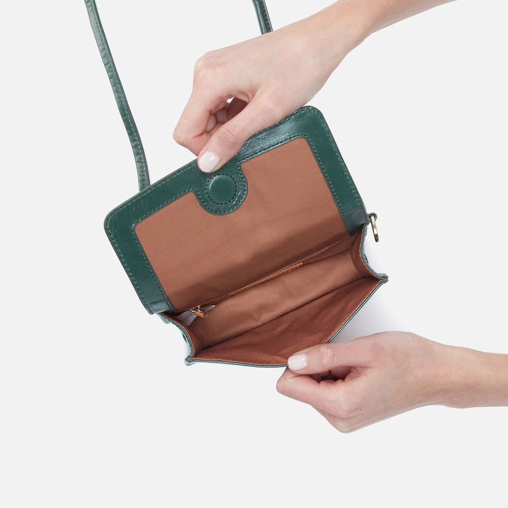 Jill Wallet Crossbody in Polished Leather - Sage Leaf