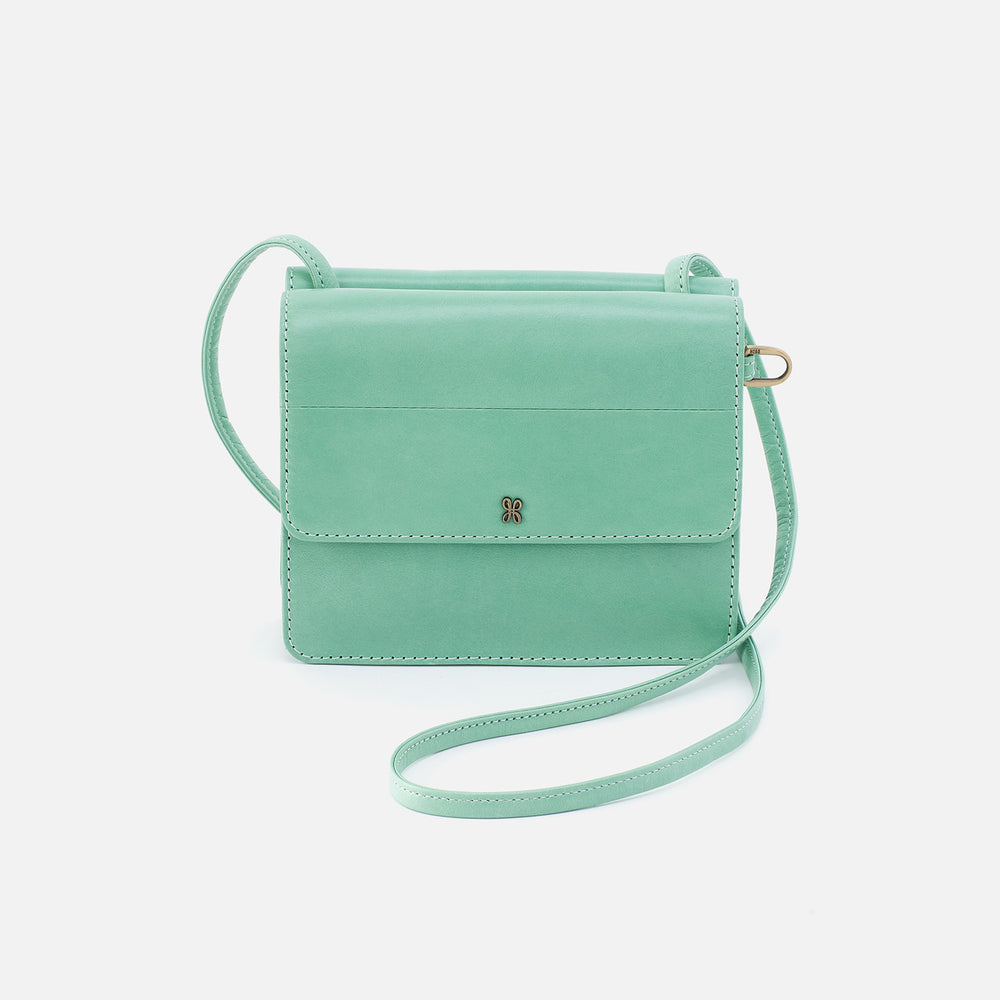 Jill Wallet Crossbody in Polished Leather - Seaglass