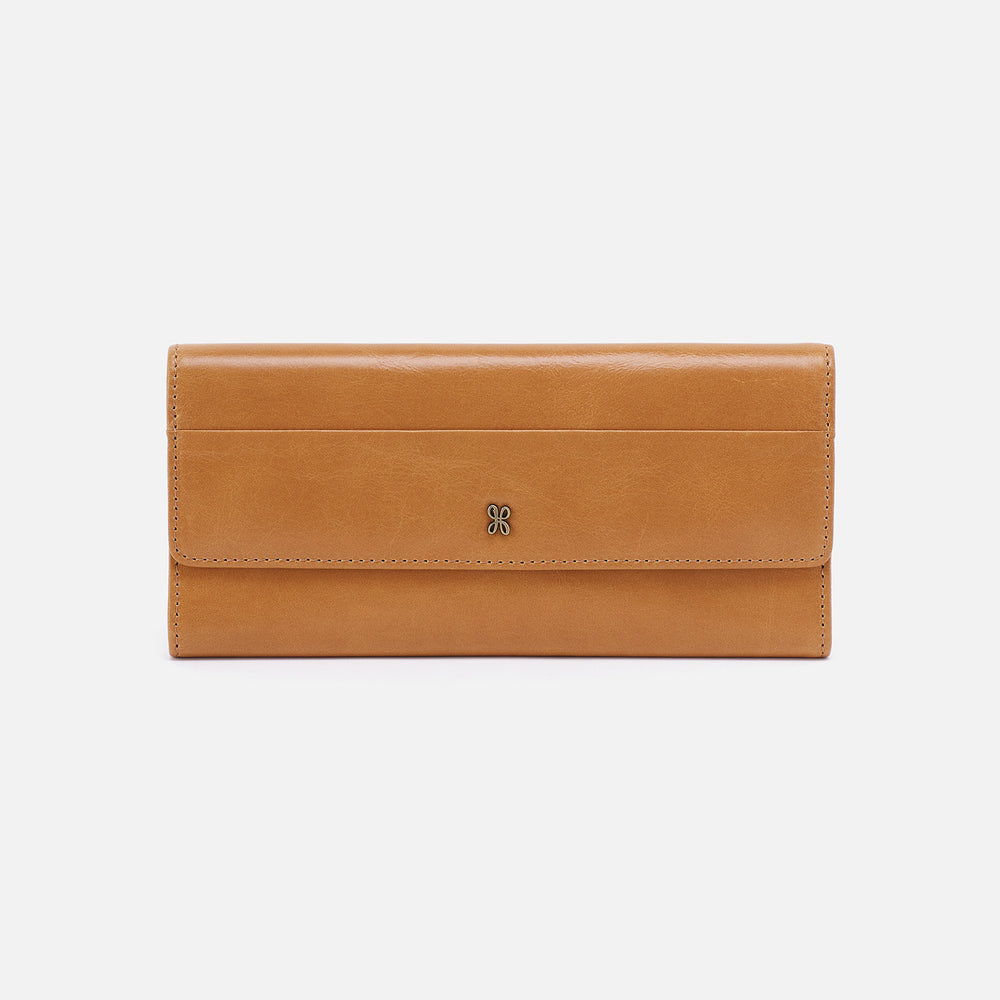 Jill Large Trifold Wallet In Polished Leather - Natural