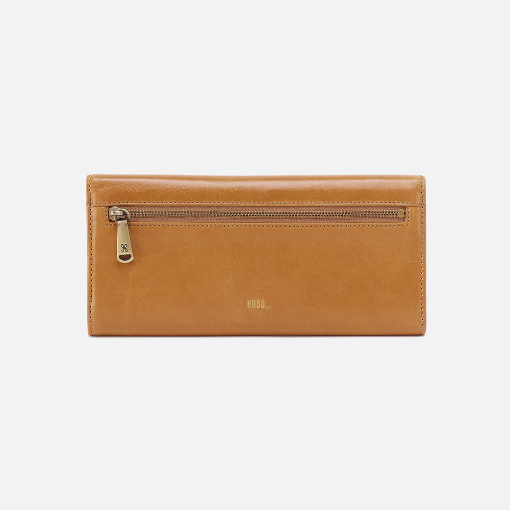 Jill Large Trifold Wallet In Polished Leather - Natural