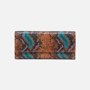 Jill Large Trifold Wallet In Printed Leather - Vivid Snake Print