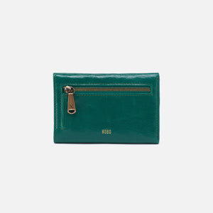 Jill Trifold Wallet In Polished Leather - Alpine Green