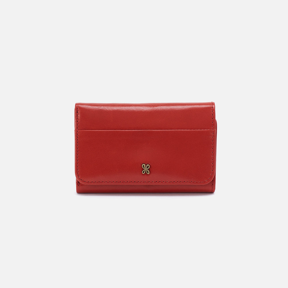 Jill Trifold Wallet In Polished Leather - Brick