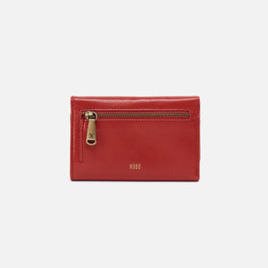 Jill Trifold Wallet In Polished Leather - Brick