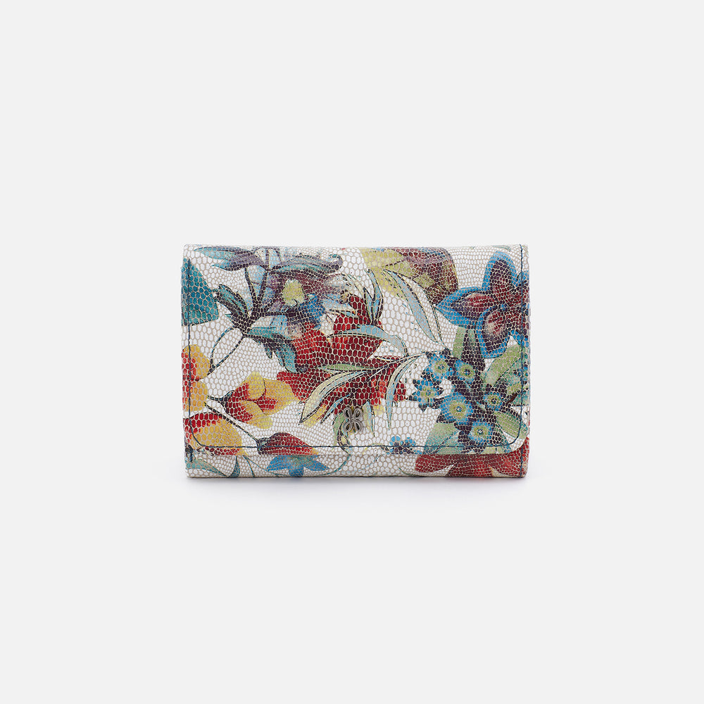 Jill Trifold Wallet in Printed Leather - Botanic Print